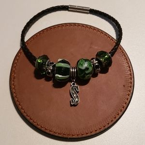 Green Initial Bracelet S